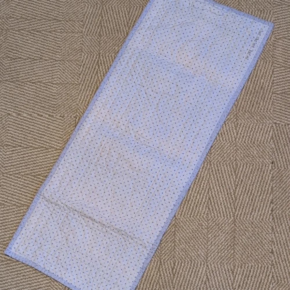Handmade Floral Patchwork Quilt Table Runner Wall Hanging Hydrangea Blue Cream